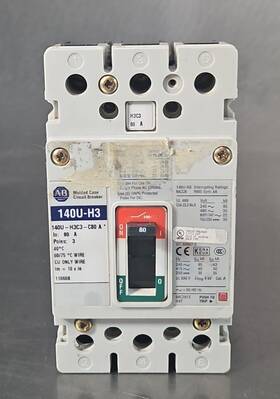 140u-h3c3-c80 Allen-bradley Circuit Breaker 80a 3 Pole 3ph 600v Bin645