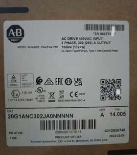 20g1anc302ja0nnnnn Allen-bradley 1pc New Powerflex 755 Ac Drive Embedded Etherne