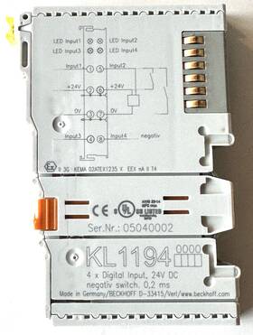 Kl1194 Beckhoff 4 Channel Digital Input Module 24v Dc Negative Switch Bus
