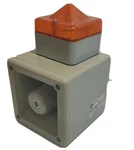 Used Allen Bradley 855H-BCA10CDR5 Amber Horn/light 112DB Alarm (cracked) (D149). Fixed Price $75.00.
